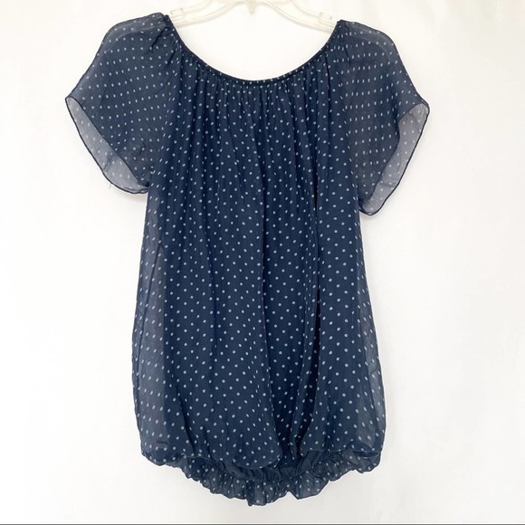 Polka Dot pin up style Bubble Hem Silk Blouse NEW with tags Women Size S - Picture 4 of 11